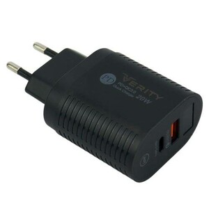 شارژر دیواری فست شارژ Verity AP-2119 2Port QC3.0 4A PD 20W + کابل Type-C