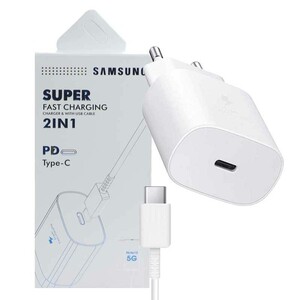شارژر دیواری فست شارژ Samsung Note 10 EP-TA800 3A PD 25W + کابل تایپ سی شرینک