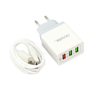 شارژر دیواری فست شارژ Novax Ch-102 3Port QC3 2.4A PD + کابل Type-C