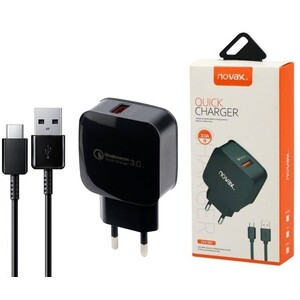 شارژر دیواری فست شارژ Novax CH-101 QC3.0 PD 2.4A 18W + کابل Type-C