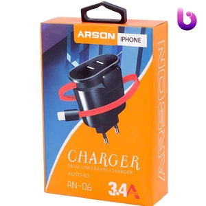 شارژر سیم وصل آیفونی Arson AN-06 + دو پورت USB