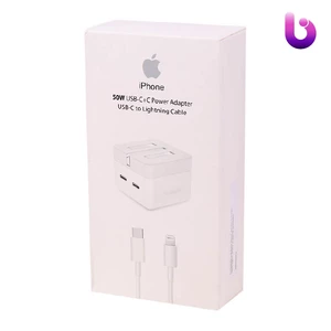 شارژر دیواری iPhone MHJF3ZP/A 2port 50W Type-C + کابل آیفونی