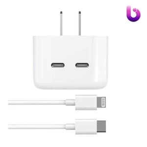 شارژر دیواری iPhone MHJF3ZP/A 2port 50W Type-C + کابل آیفونی