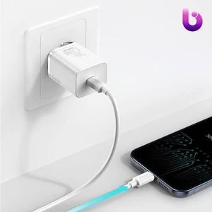 شارژر دیواری فست شارژ Baseus TZCCSUP-B 3A QC3.0 PD 20W Type-C + کابل Type-C to Lightning