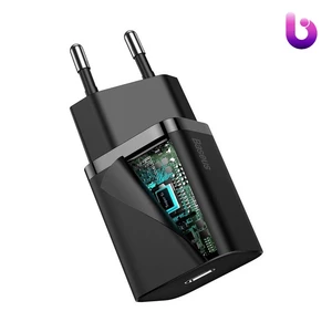 شارژر دیواری فست شارژ Baseus TZCCSUP-B 3A QC3.0 PD 20W Type-C + کابل Type-C to Lightning