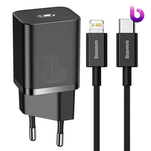 شارژر دیواری فست شارژ Baseus TZCCSUP-B 3A QC3.0 PD 20W Type-C + کابل Type-C to Lightning