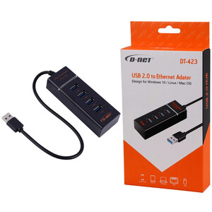 هاب 4 پورت USB 2.0 دی نت DT-423 طول 30 سانتی متر