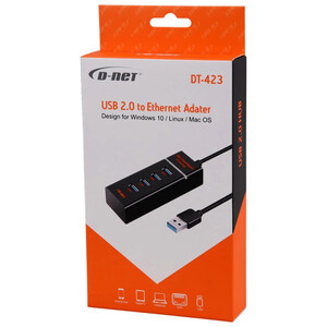 هاب 4 پورت USB 2.0 دی نت DT-423 طول 30 سانتی متر