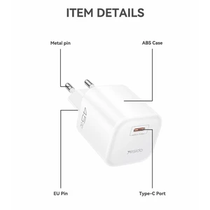 شارژر دیواری 45 وات یسیدو YC116 GaN PD 3A + کابل تبدیل تایپ سی