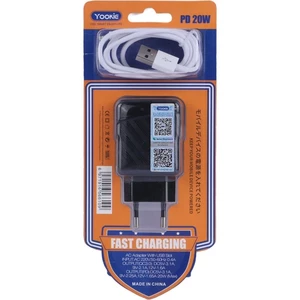 شارژر دیواری 20 وات یوکی KI3Y QC3.0 PD 3.4A + کابل آیفونی