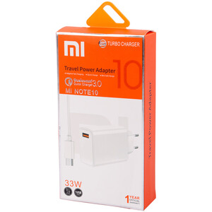 شارژر دیواری فست شارژ Xiaomi Note 10 MDY-11-EZ QC3.0 PD 3A 33W + کابل تایپ سی