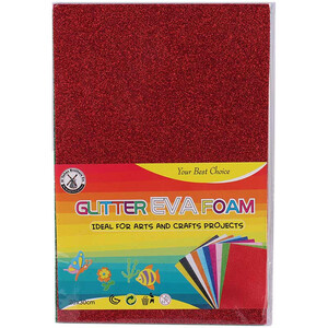 فوم رنگی اکلیلی Glitter Eva Foam A4 بسته 10 عددی