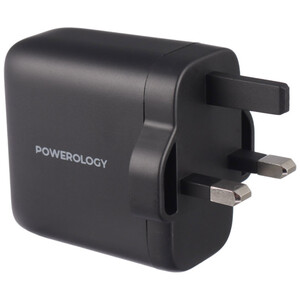 شارژر دیواری فست شارژ Powerology PWCUQC004-C 2Port QC3.0 PD 3A 45W + کابل تبدیل تایپ سی