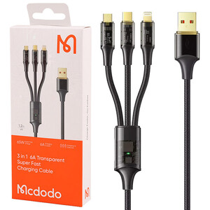 کابل 3 سر فست شارژ Mcdodo CA-333 6A 65W 1.2m