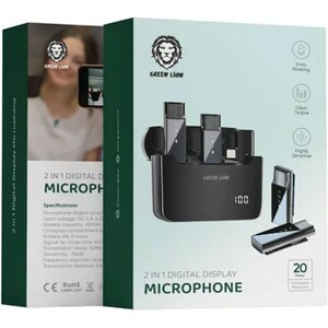 میکروفون بی سیم لایتنینگ گرین لاین Green Lion 2 in 1 Digital Display Microphone دارای 2 فرستنده