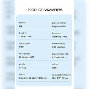 کابل تبدیل XO XO-GB008 Lightning To HDMI 1.8m