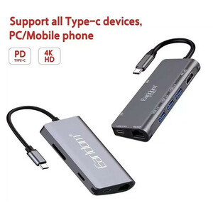 هاب و رم ریدر Earldom ET-W21 Type-C To USB3.0/HDMI/RJ45/Type-C/SD/TF