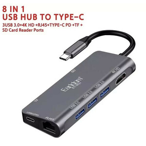 هاب و رم ریدر Earldom ET-W21 Type-C To USB3.0/HDMI/RJ45/Type-C/SD/TF