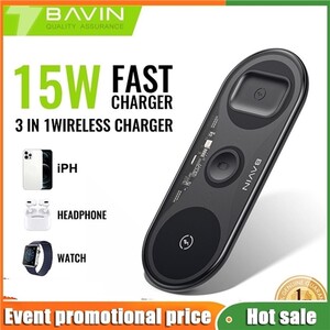 شارژر وایرلس باوین Bavin PC817 3 in 1 wireless charger توان 15 وات