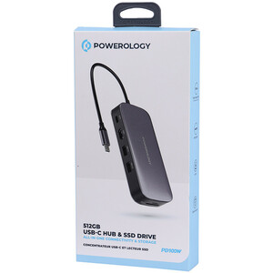 هاب و حافظه اس اس دی 512 گیگابایت Powerology PWSDHB512 Type-C To USB3.0/HDMI/SD/Micro SD/Type-C