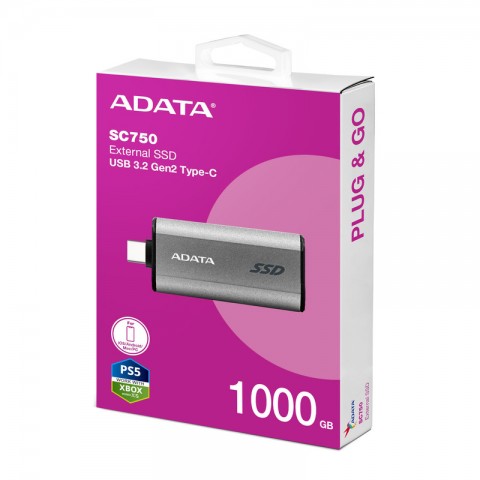 حافظه اس اس دی اکسترنال ای دیتا مدل SC750 ظرفیت 1 ترابایت | External SSD Type-c Gen2