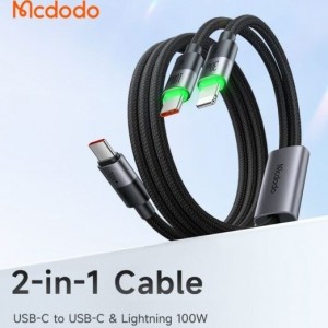 کابل دو سر Type-C و لایتنینگ مک دودو Mcdodo CA-670 توان 100 وات طول 1.5 متر  &quot;یک سال گارانتی&quot;