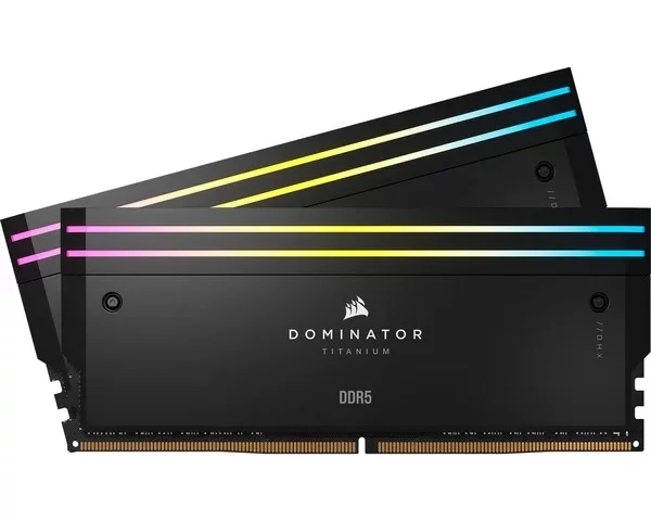 رم دسکتاپ DDR5 دو کاناله 6600 مگاهرتز CORSAIR DOMINATOR TITANIUM RGB DDR5 RAM 96GB 2x48GB DDR5 6600MHz CL32