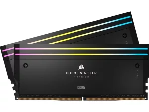 رم دسکتاپ DDR5 دو کاناله 6600 مگاهرتز CORSAIR DOMINATOR TITANIUM RGB DDR5 RAM 96GB 2x48GB DDR5 6600MHz CL32
