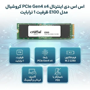 حافظه اس اس دی کروشیال مدل E100 1TB Gen4