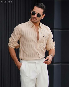 پیراهن راه راه کنفی آستین بلند کد 5163