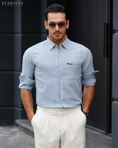 پیراهن کنفی راه راه آستین بلند کد 5163