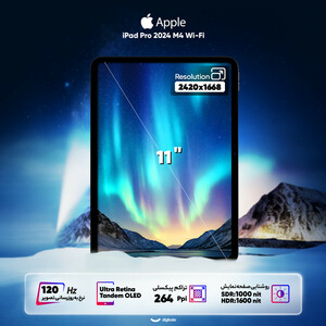 تبلت 11 اینچ اپل مدل iPad Pro 2024 M4 Wi-Fi ظرفیت 256 گیگابایت و رم 8 گیگابایت