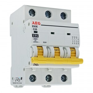 کلید مینیاتوری AEG آاگ سه فاز 25 آمپر تیپ C با قدرت قطع 4.5kA