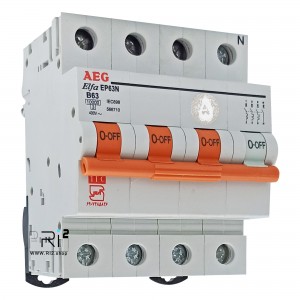 کلید مینیاتوری AEG آاگ سه فاز و نول 63 آمپر تیپ B با قدرت قطع 10KA