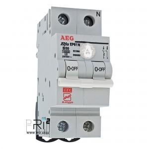 کلید مینیاتوری AEG آاگ تک فاز و نول 50 آمپر تیپ B با قدرت قطع 10KA