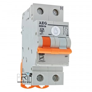 کلید مینیاتوری AEG آاگ تک فاز و نول 10 آمپر تیپ C با قدرت قطع 6KA