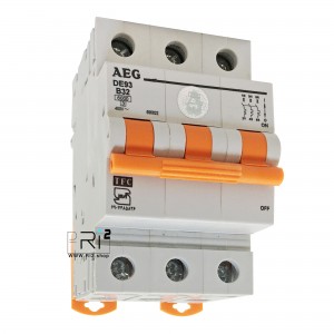 کلید مینیاتوری AEG آاگ سه فاز 32 آمپر تیپ B با قدرت قطع 6kA