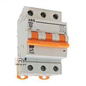 کلید مینیاتوری AEG آاگ سه فاز 10 آمپر تیپ B با قدرت قطع 6kA