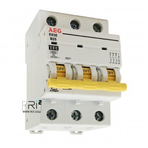 کلید مینیاتوری AEG آاگ سه فاز 25 آمپر تیپ B با قدرت قطع 4.5kA