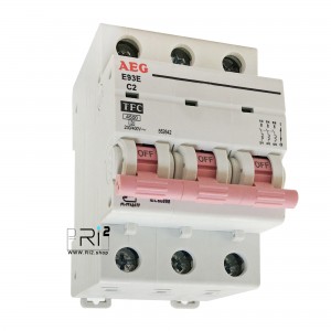 کلید مینیاتوری AEG آاگ سه فاز 2 آمپر تیپ C با قدرت قطع 4.5kA