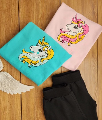 بلوز شلوار طرح یونیکورن