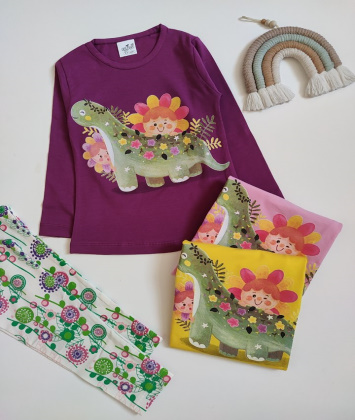 بلوز شلوار دخترانه طرح دایناسور