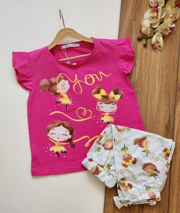 تیشرت شلوار برمودا طرح بالرین