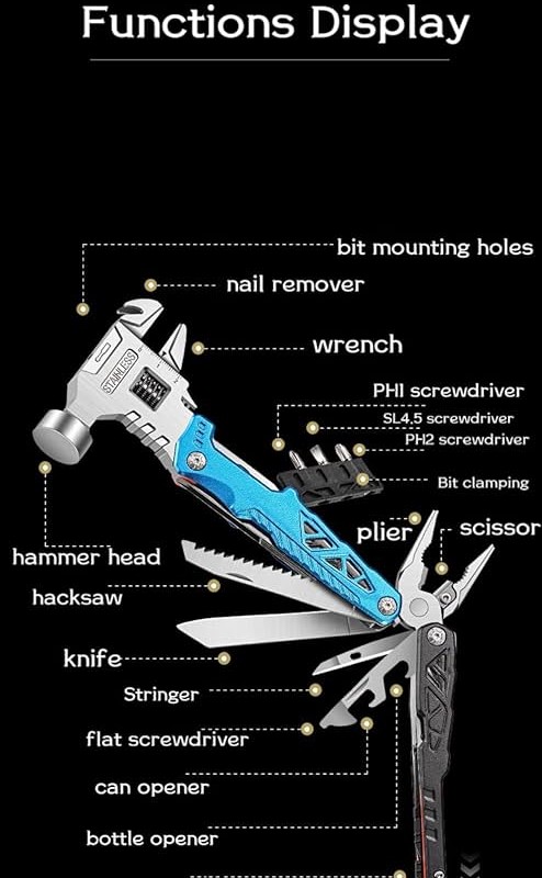 ابزار چندکاره ۱۸ در ۱ مدل چکشی - بهترین انتخاب برای علاقه‌مندان به ماجراجویی و ابزارهای حرفه‌ای
