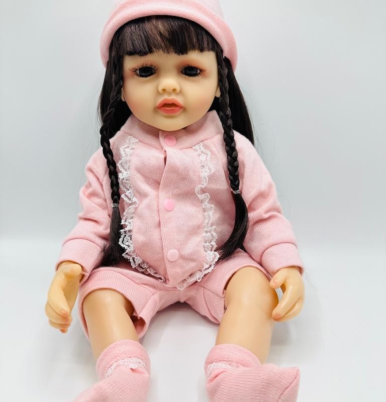 عروسک نوزادی سیلیکونی مدل Fashion Doll - لباس صورتی شیک و جزئیات طبیعی