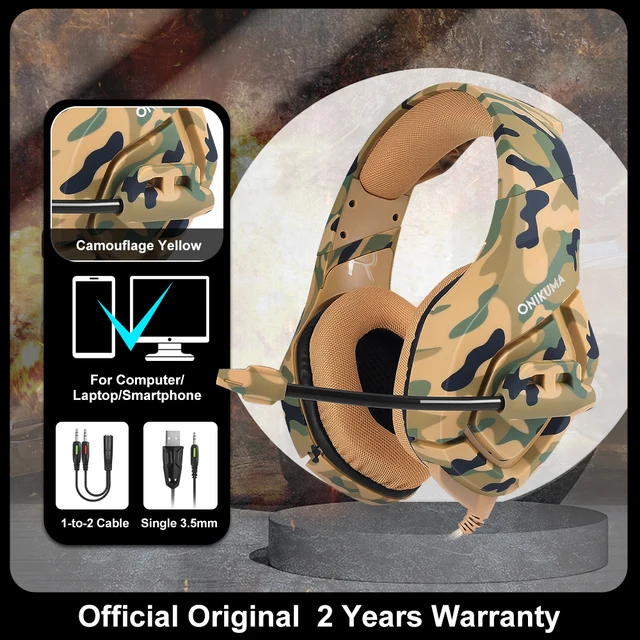 هدست گیمینگ حرفه‌ای Onikuma مدل K1B با طراحی استتاری