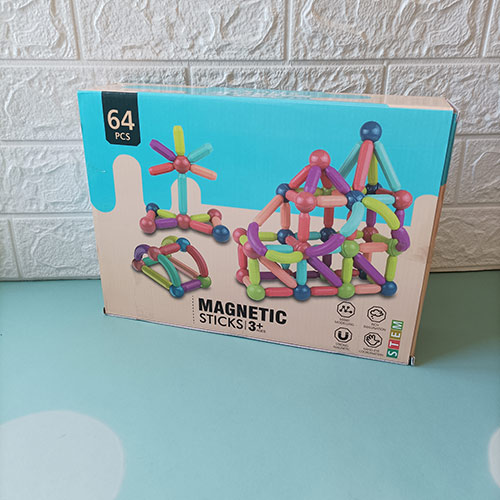 اسباب بازی مگنت میله و مهره‌ای ۶۴ تکه مغناطیسی آموزشی کودک