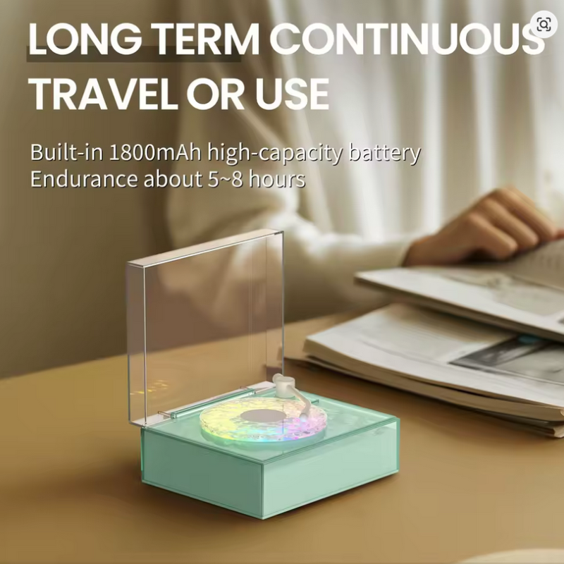 چراغ خواب و اسپیکر بلوتوثی شانک‌سیا مدل Round-X08 طرح گرامافون