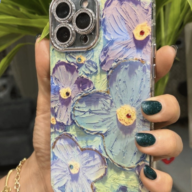 قاب موبایل  مدل اب رنگی طرح گل و هولگرامی مناسب ایفون 14 پرو