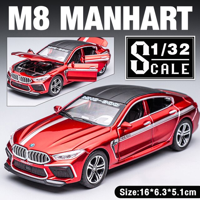 ماکت فلزی  بی ام و ( BMW MANHART M8) با مقیاس1:32 رنگ قرمز